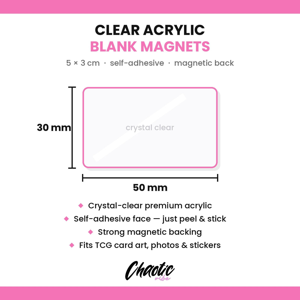 DIY Pokémon Card Magnet Kit | Self-Adhesive Acrylic Magnet Blanks | Turn Your Pokémon Cards Into Fridge Magnets | No Glue Required