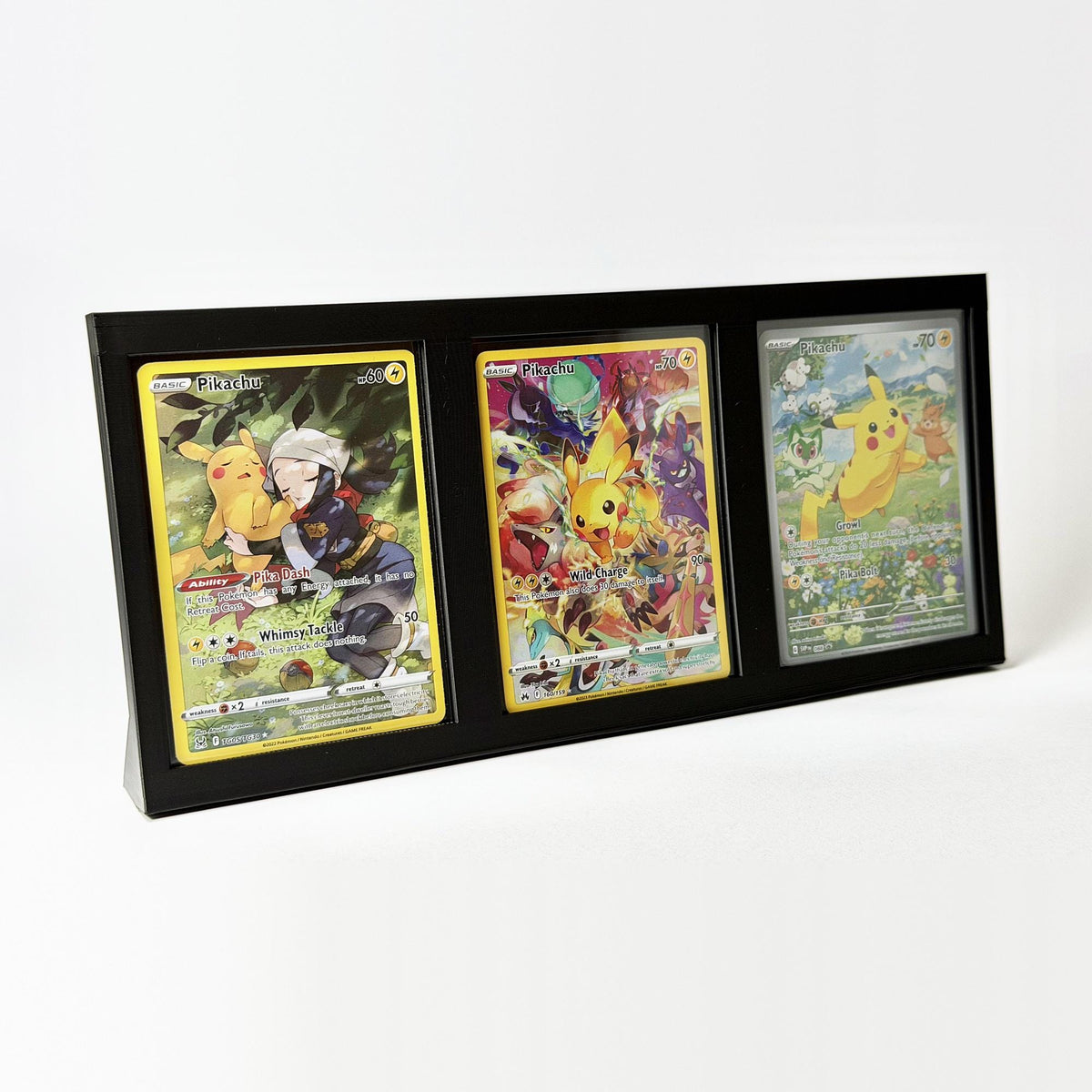 3 Card TCG Display Stand | Pokemon Card Holder | Triple Trading Card Display | Sleeved Card Stand | 3D Printed | 12 Colours