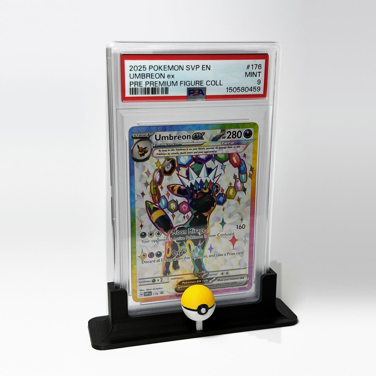 Graded Card & Top Loader Display Stand | Pokemon PSA and TAG Slab Holder | TCG Card Stand | Poke Ball Display | 3D Printed | 12 Colours