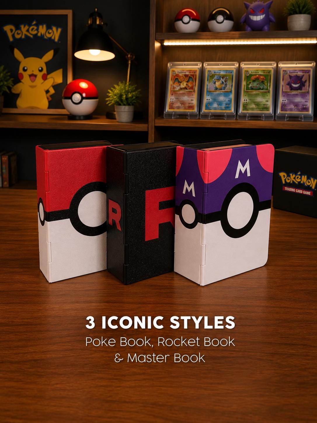 TCG Card Binder for Toploaders,  Card Storage Book, Poke Ball Inspired Card Display Book, 6 or 12 Page Card Holder