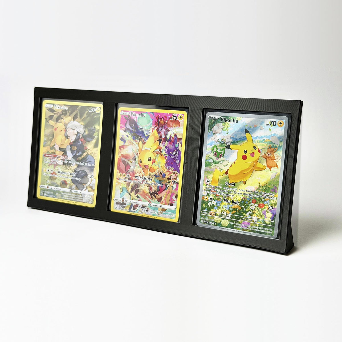 3 Card TCG Display Stand | Pokemon Card Holder | Triple Trading Card Display | Sleeved Card Stand | 3D Printed | 12 Colours