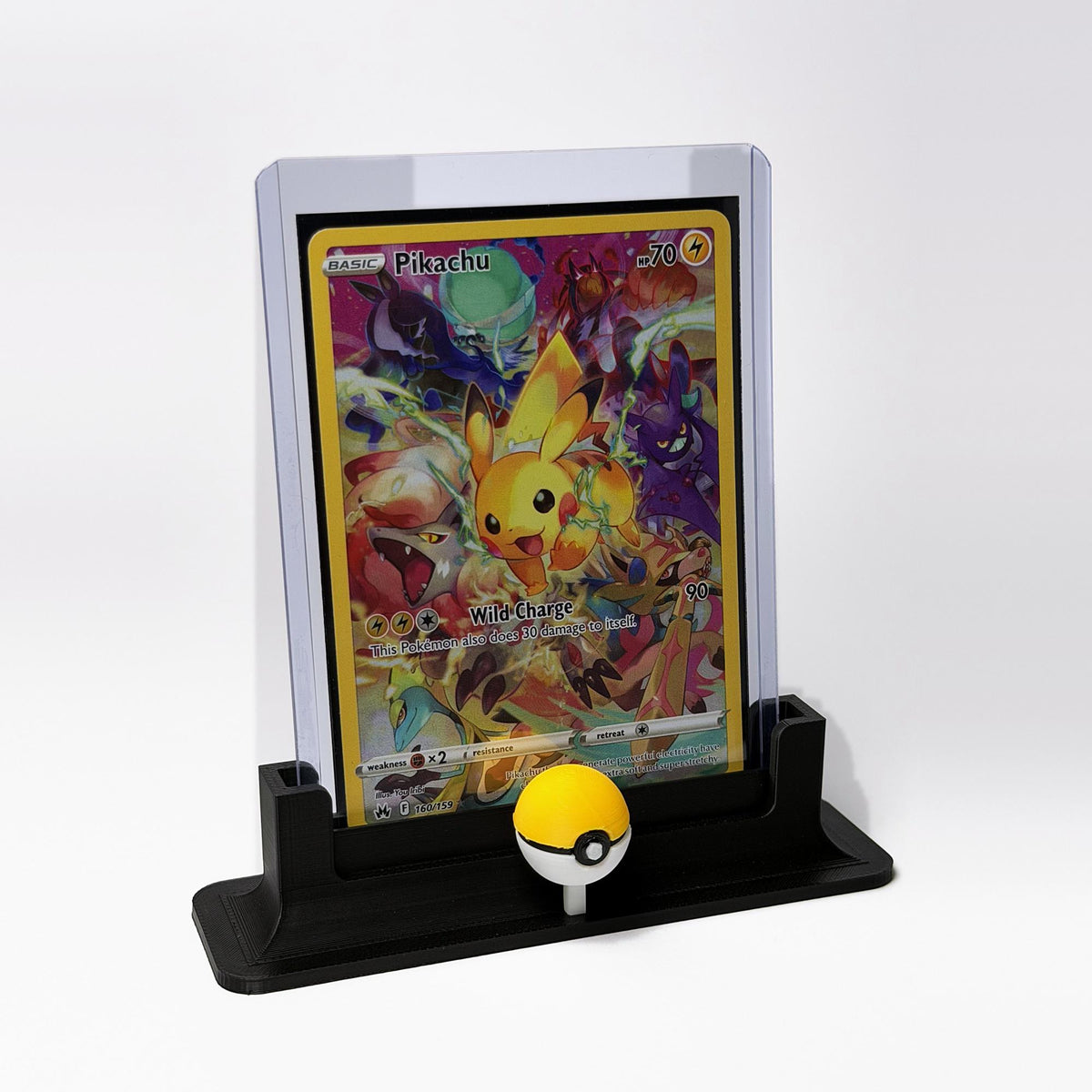 Graded Card & Top Loader Display Stand | Pokemon PSA and TAG Slab Holder | TCG Card Stand | Poke Ball Display | 3D Printed | 12 Colours