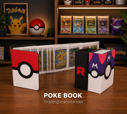 TCG Card Binder for Toploaders,  Card Storage Book, Poke Ball Inspired Card Display Book, 6 or 12 Page Card Holder