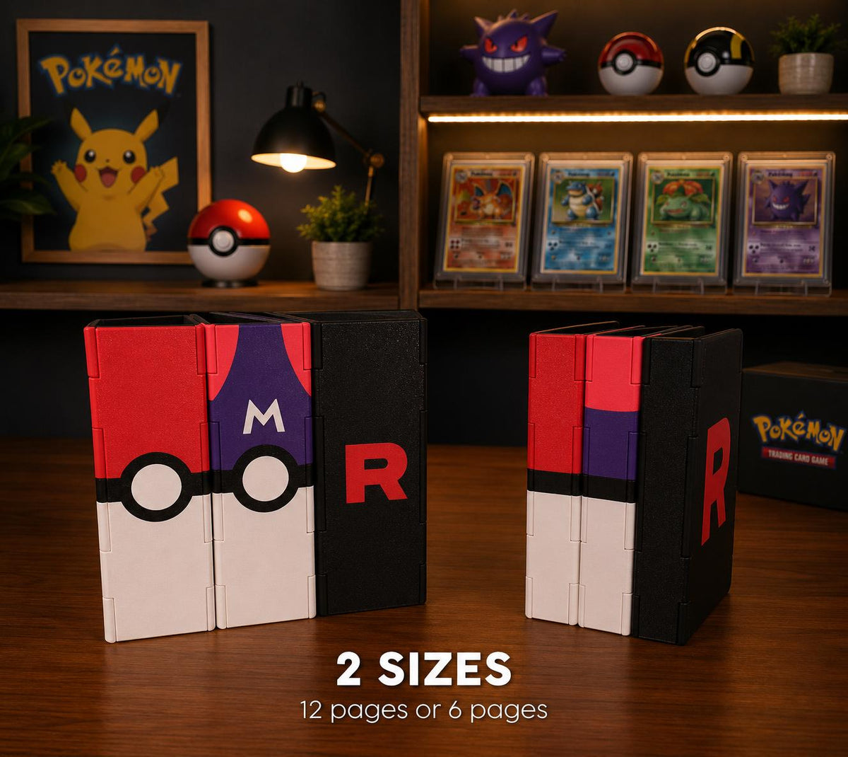 TCG Card Binder for Toploaders,  Card Storage Book, Poke Ball Inspired Card Display Book, 6 or 12 Page Card Holder