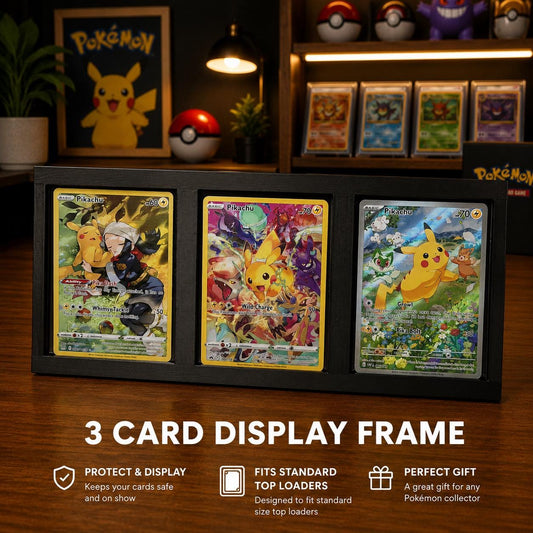 3 Card TCG Display Stand | Pokemon Card Holder | Triple Trading Card Display | Sleeved Card Stand | 3D Printed | 12 Colours